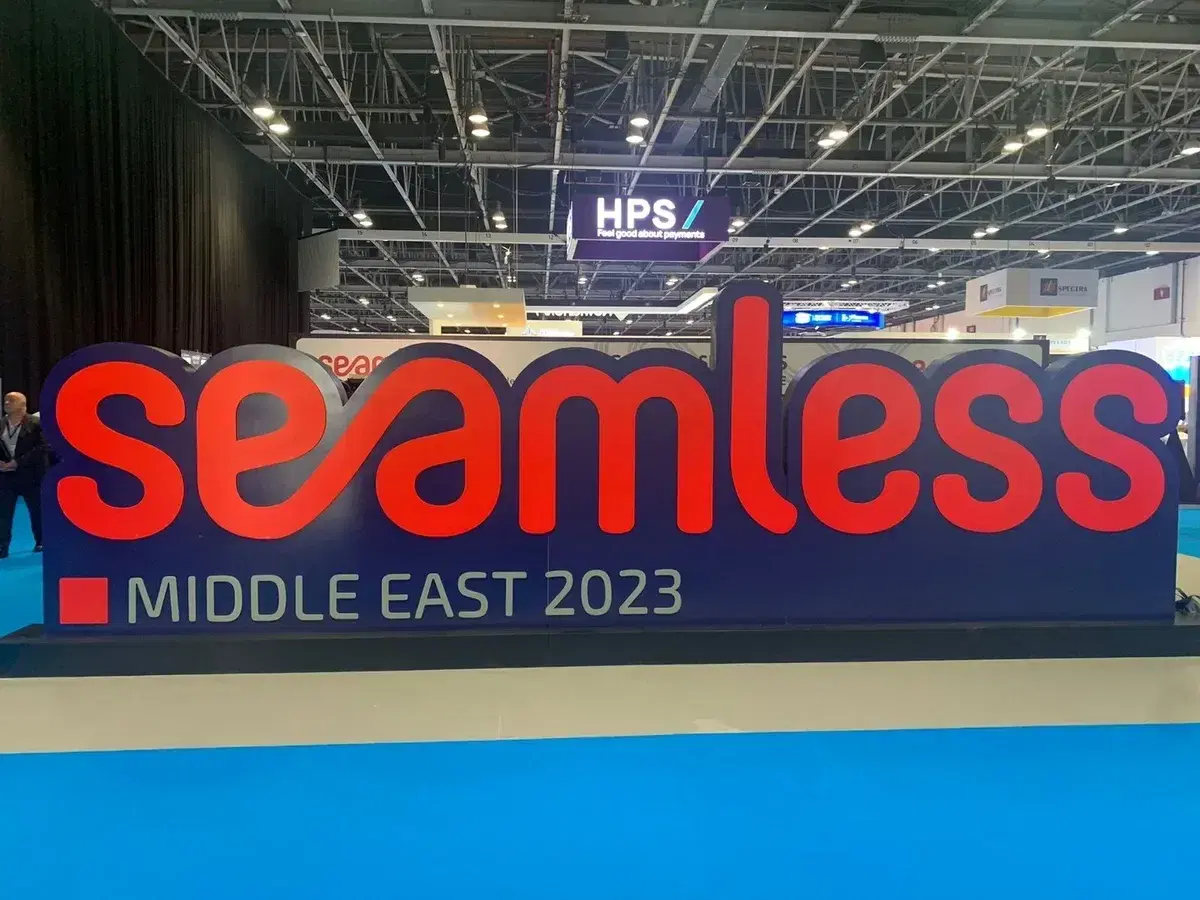 The Seamless Middle East 2023 sign at Dubai World Trade Centre